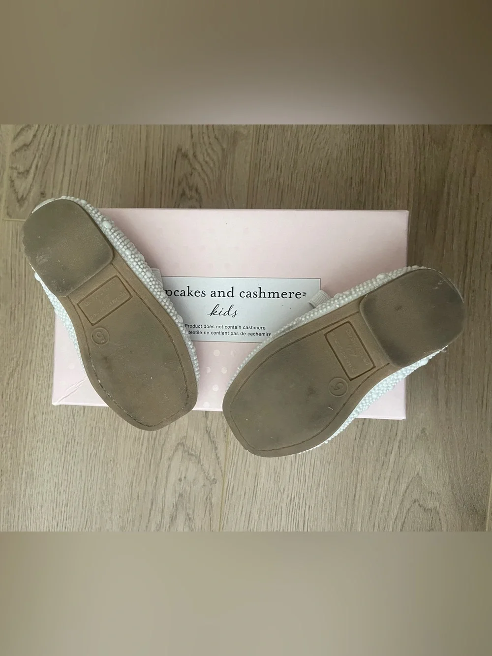 cupcakes & cashmere White Pearl-Accented Mary Jane Flats for Kids (5C)